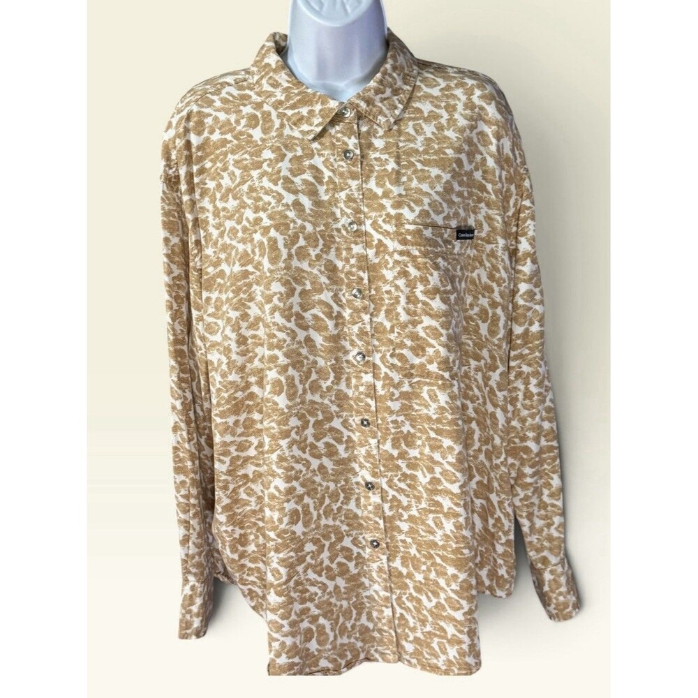 Calvin Klein Jeans XL Lyocell Animal Print Button Up Boyfriend Shirt Oversized